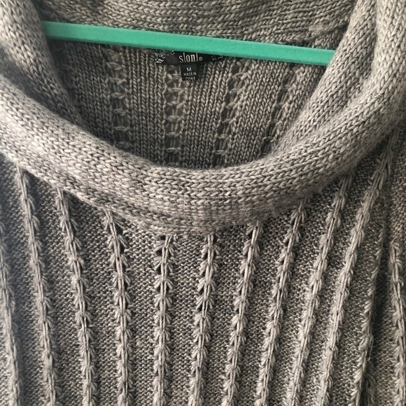 Asymmetrical Gray Sweater w/Hanging Cowl Neck - Picture 4 of 4